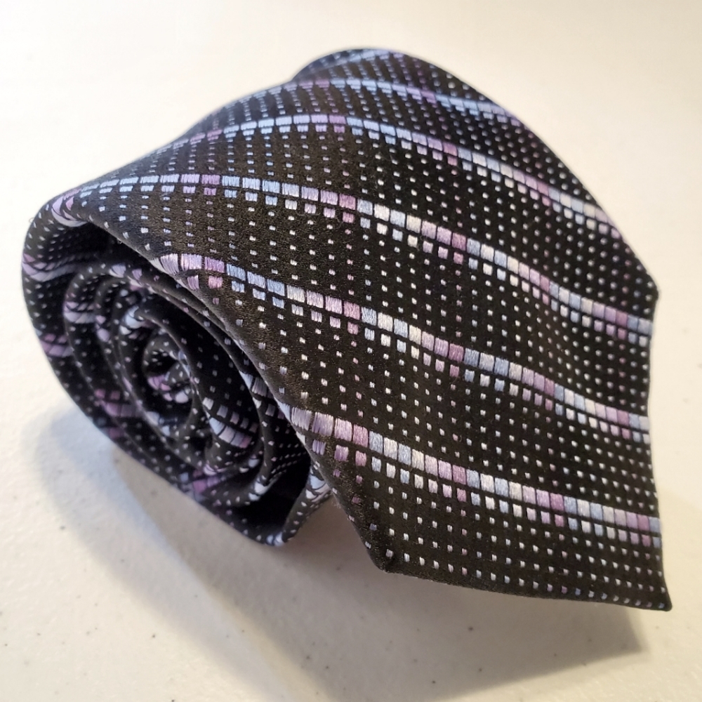Bellissimo black stripe silk tie